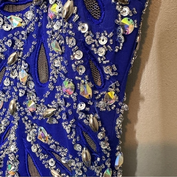 Macduggal Cassandra Stone Royal Blue cutout back formal maxi dress - Picture 6 of 16